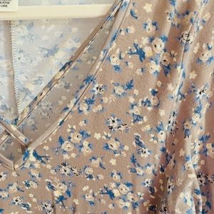 Wet Seal Long-Sleeve Floral Dress (Charcoal-Blue)